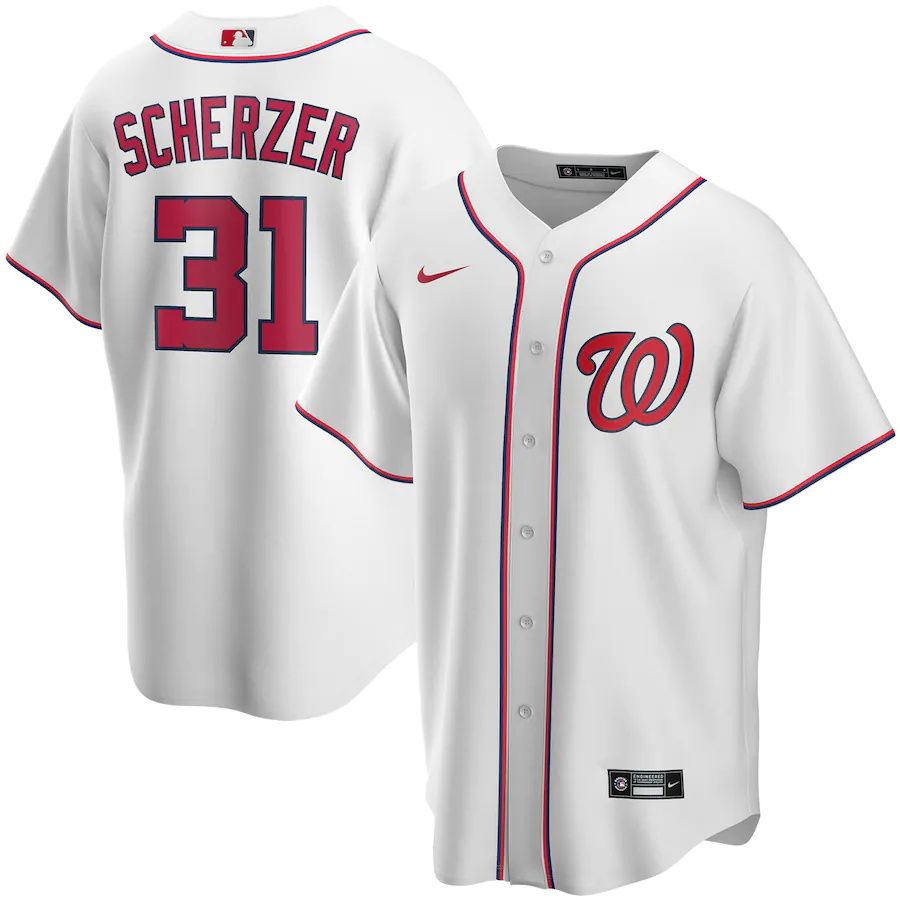 Youth Washington Nationals #31 Max Scherzer Nike White Home Replica Player MLB Jerseys->women mlb jersey->Women Jersey